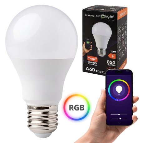 Bombilla LED CLASSIC E27 10W RGB CCT 850lm Wifi tuya – eficiencia energética