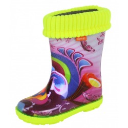 Demar Child Girl Warm Colourful Butterflies Wellies Wellingtons