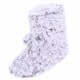 Women Grey Furry Bobble Pompom Non Slip Ankle Slippers Socks