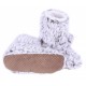 Women Grey Furry Bobble Pompom Non Slip Ankle Slippers Socks