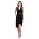 Black Asymmetric Sleeveless Mini Dress, V-Neck and Back by John Zack