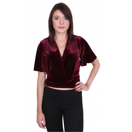 ASOS Bordowy, elegancki welurowy top