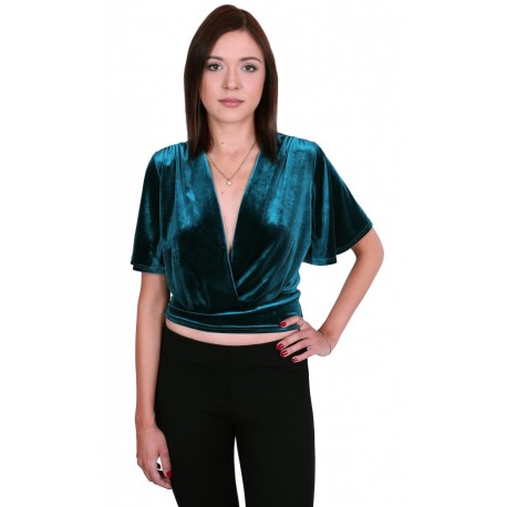 ASOS Turkusowy, elegancki welurowy top