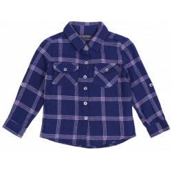 Navy blue check shirt for boys