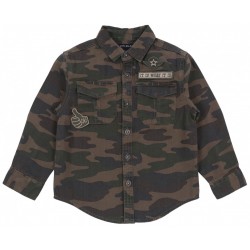 Boys Cotton Mellow Green Camo Shirt