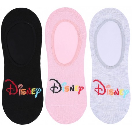 3 x Black/Grey Footlets Liners, Invisible Socks For Ladies DISNEY