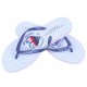 White/Blue, Striped, Flip-Flops For Ladies