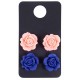 2x boucles d&#039;oreilles roses bleues, roses