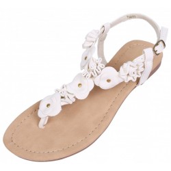 Sandalias, color crema, con flores Atmosphere