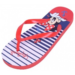 Czerwono-niebieskie japonki w paski Minnie Disney