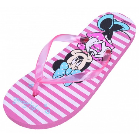 Różowo-białe japonki w paski Myszka Minnie Disney