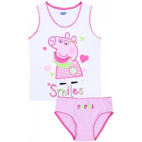 Weißes Unterhemd  + hellpinker Slip Unterwäsche-Set Peppa Wutz, Peppa Pig