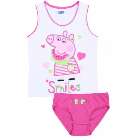 Weißes Unterhemd + pinker Slip Peppa Pig, Peppa Wutz