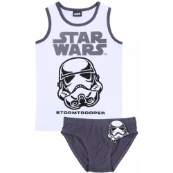 Weißes Unterhemd+dunkelgraue Unterhose, Set für Jungen STAR WARS Disney