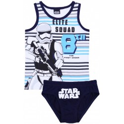 Weißes Unterhemd  gestreift+dunkelblaue Unterhose, Set für Jungen STAR WARS Disney