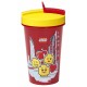 Rot-gelber Becher mit Strohhalm Girl  LEGO 500ml.