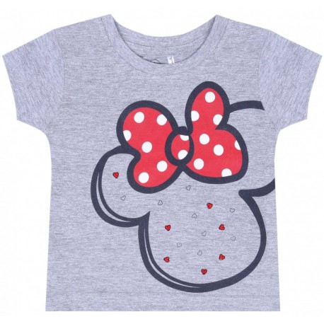 Szary,bawełniany,dziewczęcy t-shirt Myszka Minnie DISNEY