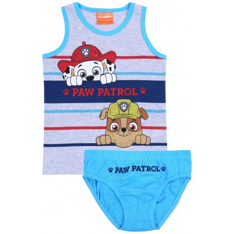 Graues T-Shirt mit bunten Streifen + blaue Unterhose Paw Patrol