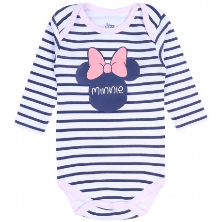 Białe body niemowlęce w paski Minnie Disney