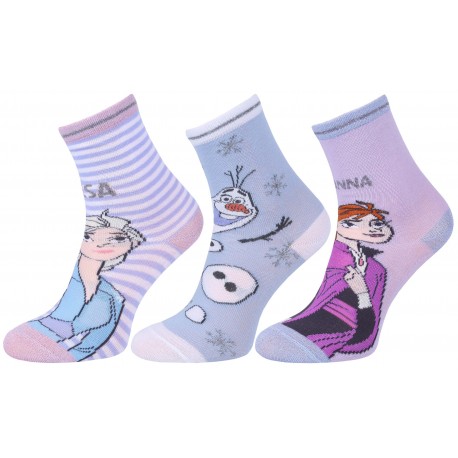 3x Wysokie, damskie skarpetki Anna i Elsa FROZEN DISNEY