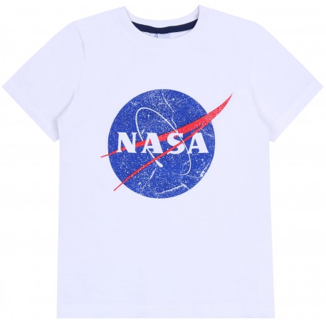 Biały,chłopięcy t-shirt z logo NASA