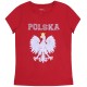 Czerwony, dziewczęcy t-shirt z orłem POLSKA