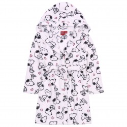 Snoopy The Peanuts Child Girl Warm Hood White Bathrobe Wrapper