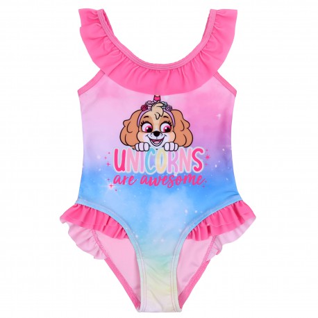 Costume da bagno intero con balza rosa Skye Paw Patrol