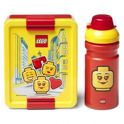 Czerwono-żółty zestaw lunch box/śniadaniówka i bidon 390ml LEGO Girl