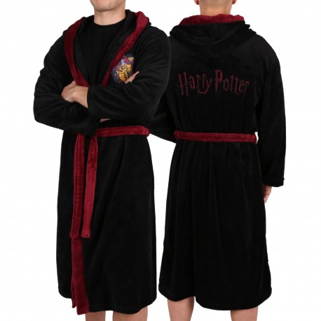 Czarny, męski szlafrok z kapturem Harry Potter GRYFFINDOR, certyfikat OEKO-TEX STANDARD 100