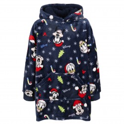 Myszka Mickey Disney Granatowa, dziecięca bluza/szlafrok/koc z kapturem, świąteczna