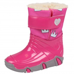 Botas de nieve para niñas de color rosa con corona, velcro, cálidas y cómodas ZETPOL