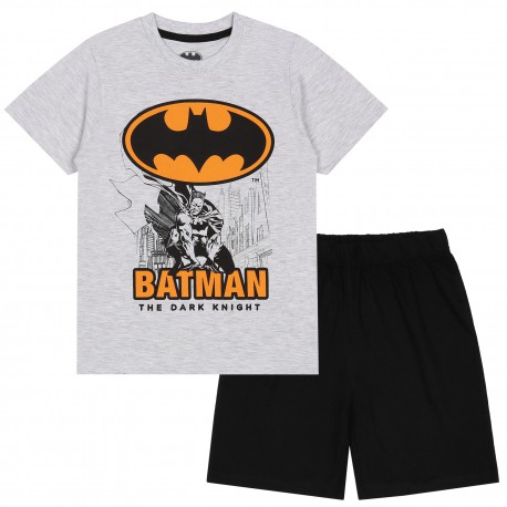 Batman pijama de verano de manga corta gris y negro para niño