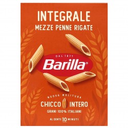 BARILLA Integrale Mezze Penne Rigate - Pełnoziarnisty makaron rurki, makaron penne 500g