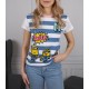 White and Blue Striped T-shirt with Short Sleeves MINIONS