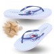 White/Blue, Striped, Flip-Flops For Ladies