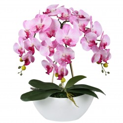 Sztuczny storczyk orchidea w doniczce, różowo-biały, jak żywy, 3 pędy 53 cm