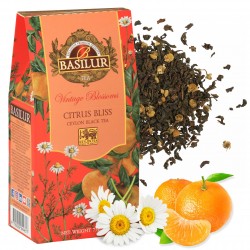 BASILUR VINTAGE BLOSSOMS - Citrus Bliss Czarna herbata liściasta z dodatkiem kwiatów rumianku i aromatu mandarynki 75 g