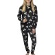 DISNEY Mickey Mouse Pijama de mujer de manga larga de terciopelo, color grafito, plus size