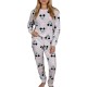 DISNEY Mickey Mouse Pijama de terciopelo gris de manga larga para mujer, plus size