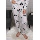 DISNEY Mickey Mouse Pijama de terciopelo gris de manga larga para mujer, plus size