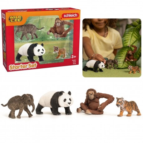 SLH427236 Schleich Wild Life - Zestaw czterech dzikich zwierząt na start, Azja, figurka dla dzieci 3+