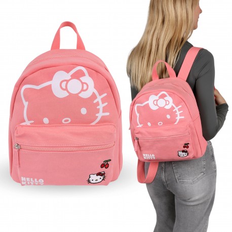 Hello Kitty Mochila escolar de tela rosa para mujer 29x26x14cm