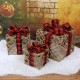 Jute gift with LED bow, Christmas decoration 15cm