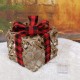 Jute gift with LED bow, Christmas decoration 15cm