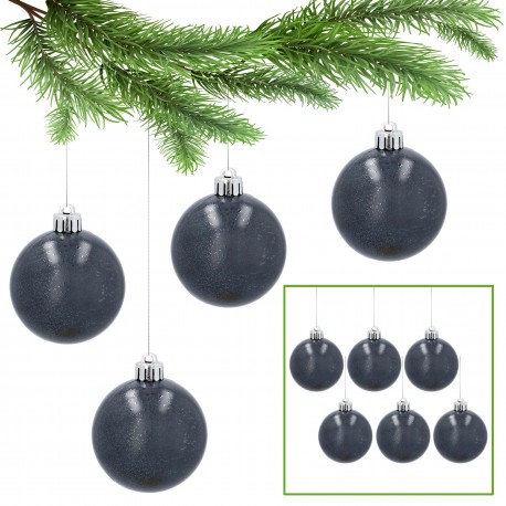 Adornos antracita para el árbol de Navidad, juego de adornos, adornos para el árbol de Navidad de 6 cm, 6 uds.