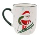 Taza de porcelana festiva blanca, Papá Noel sobre esquís 420ml