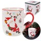 Taza de porcelana festiva blanca, Papá Noel con regalos 420ml