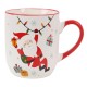 Taza de porcelana festiva blanca, Papá Noel con regalos 420ml