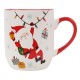 Taza de porcelana festiva blanca, Papá Noel con regalos 420ml